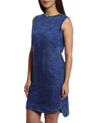 solid blue denim dress - 12343524 - Standard Image - 2