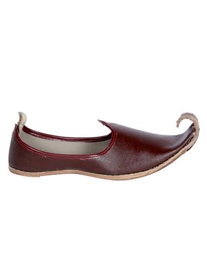 brown leather slip on mojari - 12347726 - Standard Image - 2