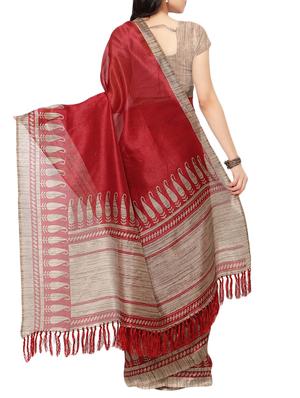 red bordered saree with blouse - 12350824 - Standard Image - 2