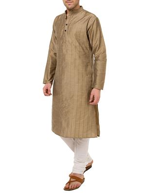 solid brown dupion kurta - 12352874 - Standard Image - 2