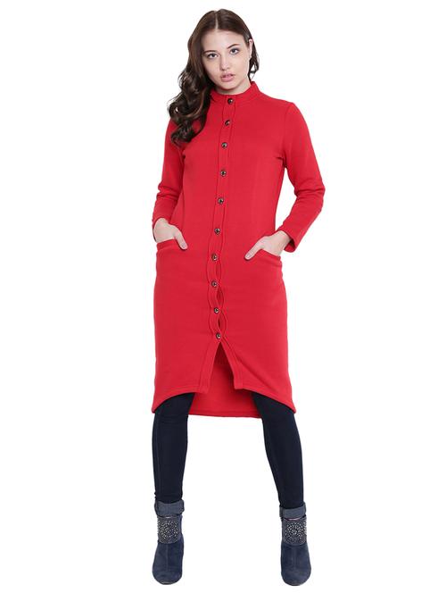 mandarin neck button up high low tunic - 12375435 - Standard Image - 1
