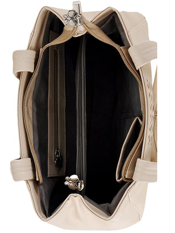 beige leatherette handbag and clutch combo - 12379289 - Zoom Image - 5