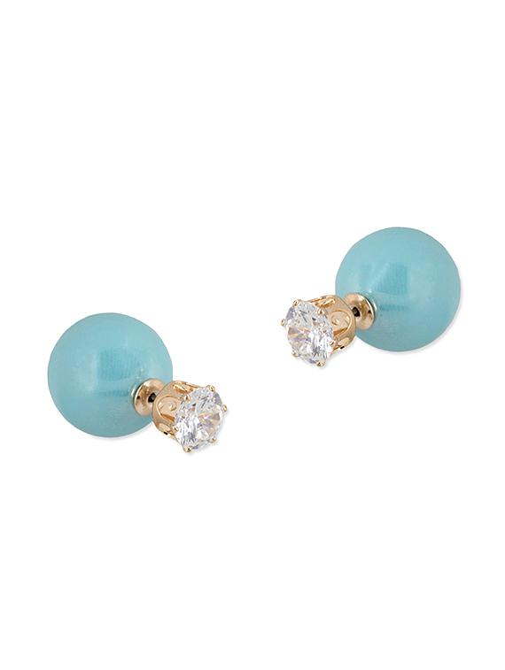 Blue Brass Stud Earrings - By