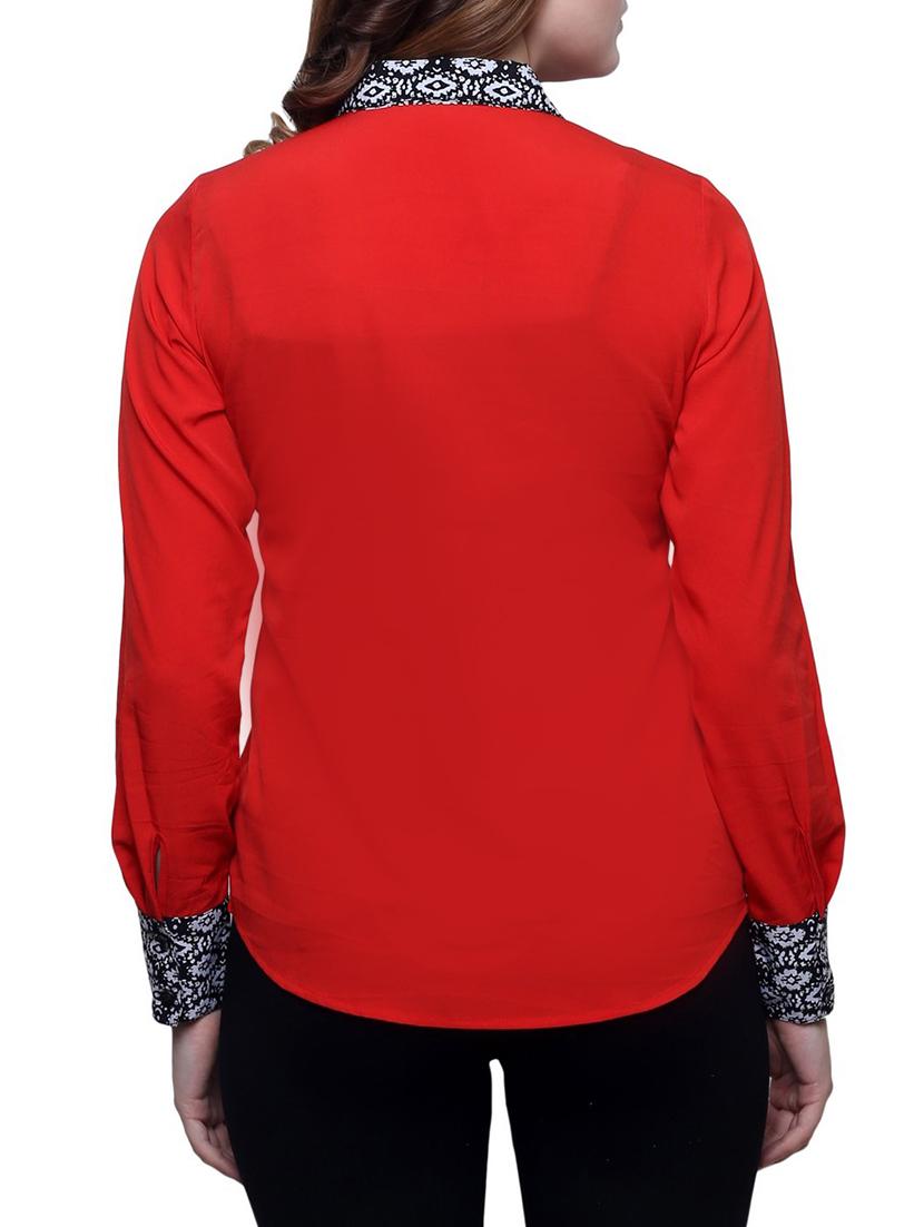red crepe shirt - 12400433 - Zoom Image - 2