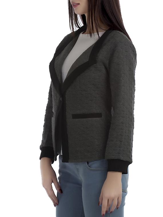 solid grey quilted blazer - 12405993 - Zoom Image - 2