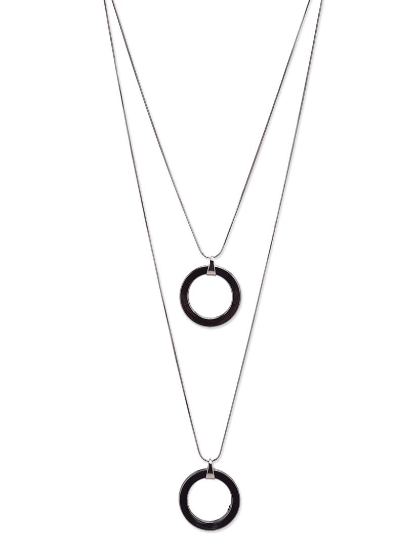 Black Metal Long Necklace - By