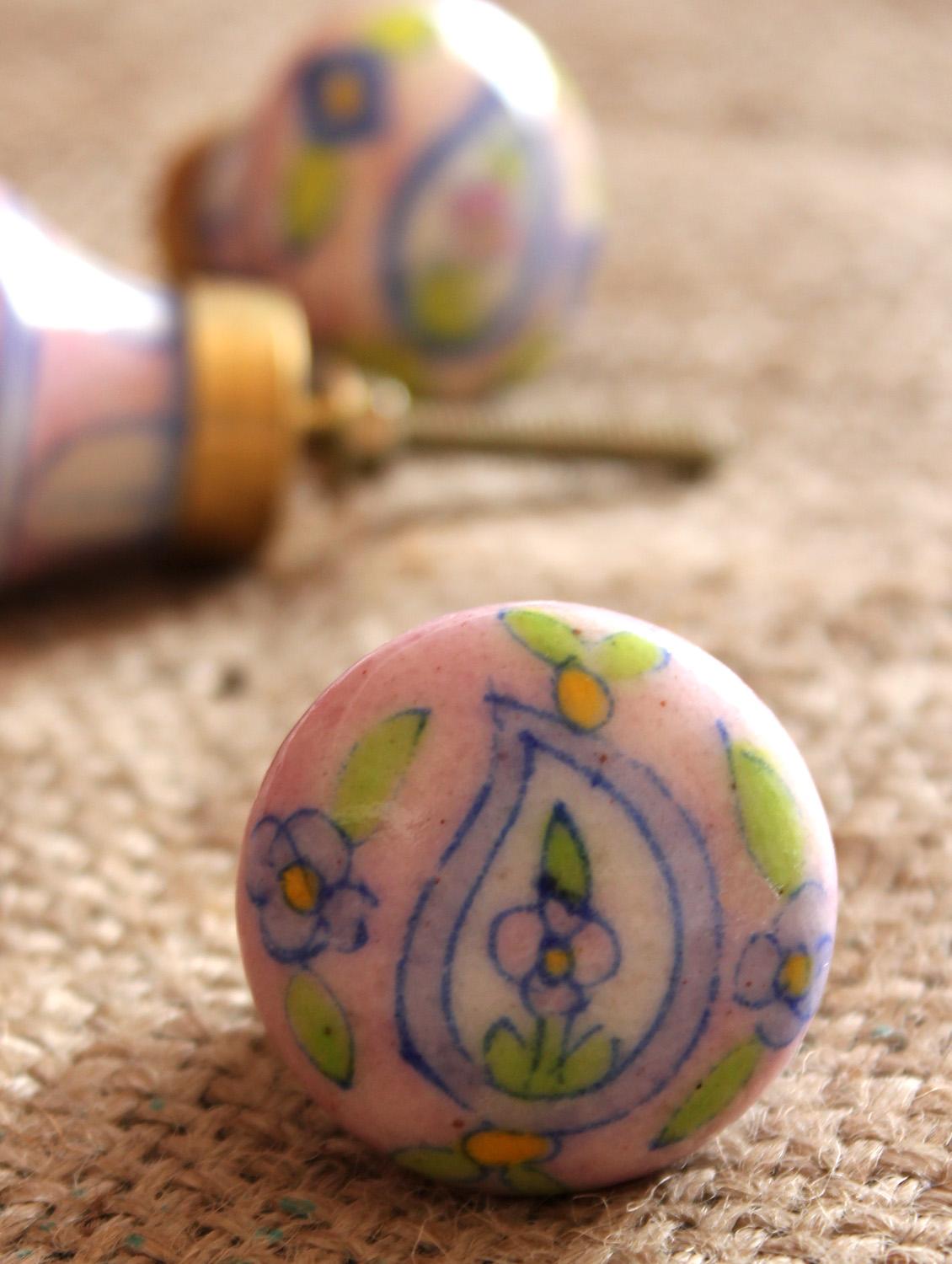 Pink Paisley Cabinet Knobs (Set Of 6) - NEERJA