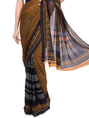 Multicolor printed chiffon saree with blouse - 1242646 - Standard Image - 2