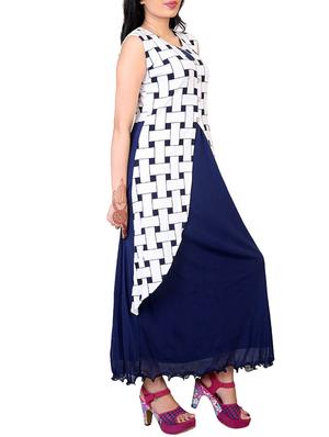 blue printed cotton maxi dress - 12437123 - Standard Image - 2