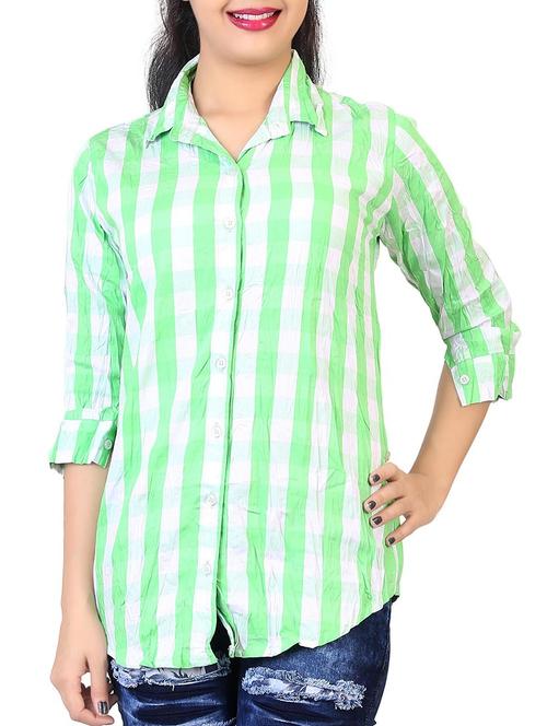 green checkered cotton regular shirt - 12441121 - Very Small Image - 1