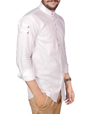 white linen casual shirt - 12441383 - Standard Image - 2