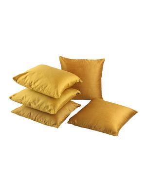 first row collections yellow satin cushion cover set of 5 pecs- 16x16 inch - 12441931 - Standard Image - 2