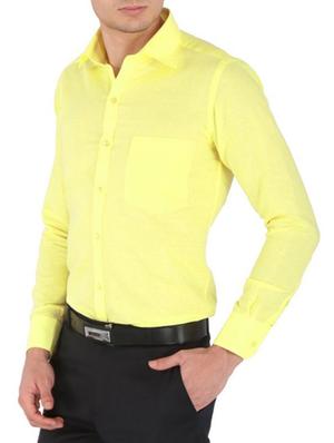 yellow cotton formal shirt - 12444705 - Standard Image - 2