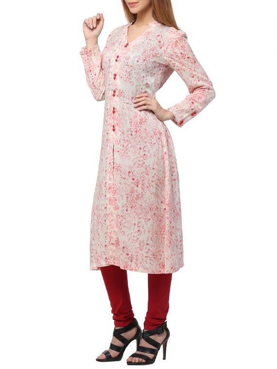 pink cotton straight kurta - 12455946 - Zoom Image - 2