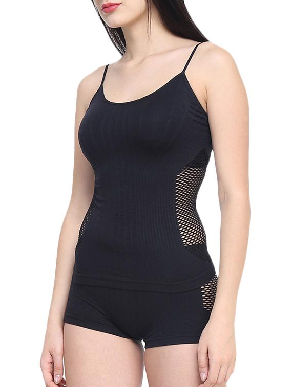 black nylon camisole and shorts - 12456020 - Zoom Image - 2