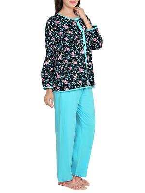 floral top with solid pajama set - 12457283 - Standard Image - 2