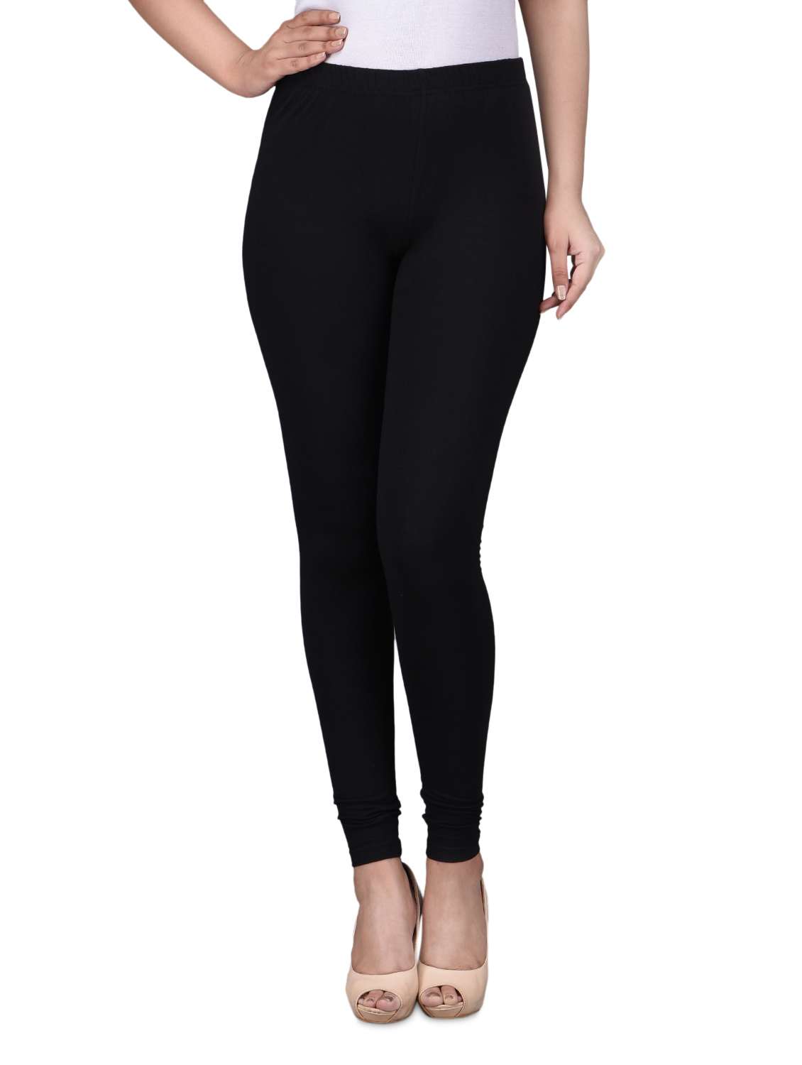 solid black cotton spandex leggings