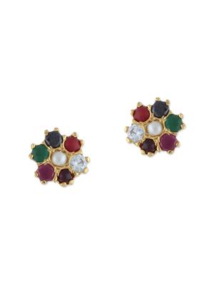 multi colored gold plated studs earring - 12469167 - Standard Image - 2