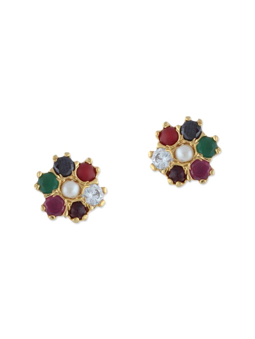 multi colored gold plated studs earring - 12469167 - Zoom Image - 2