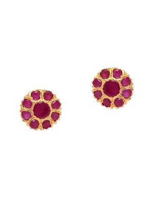 pink gold plated studs earring - 12469214 - Standard Image - 2