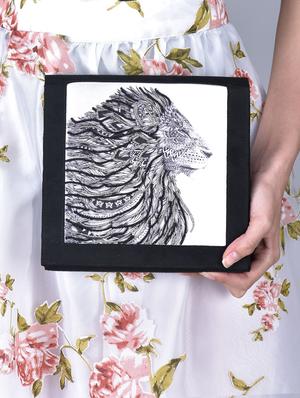 black lion print embellished minaudiere - 1247589 - Standard Image - 2
