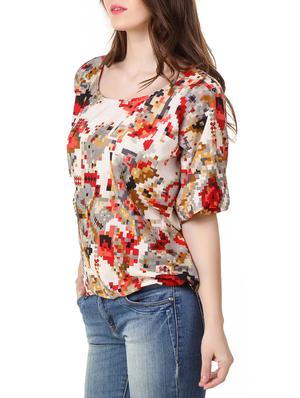 beige printed crepe top - 12477956 - Standard Image - 2