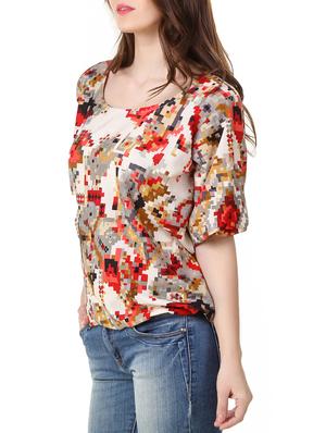 red printed crepe top - 12478028 - Standard Image - 2