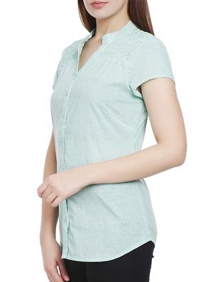 mint green polka dots cotton shirt - 12479027 - Standard Image - 2