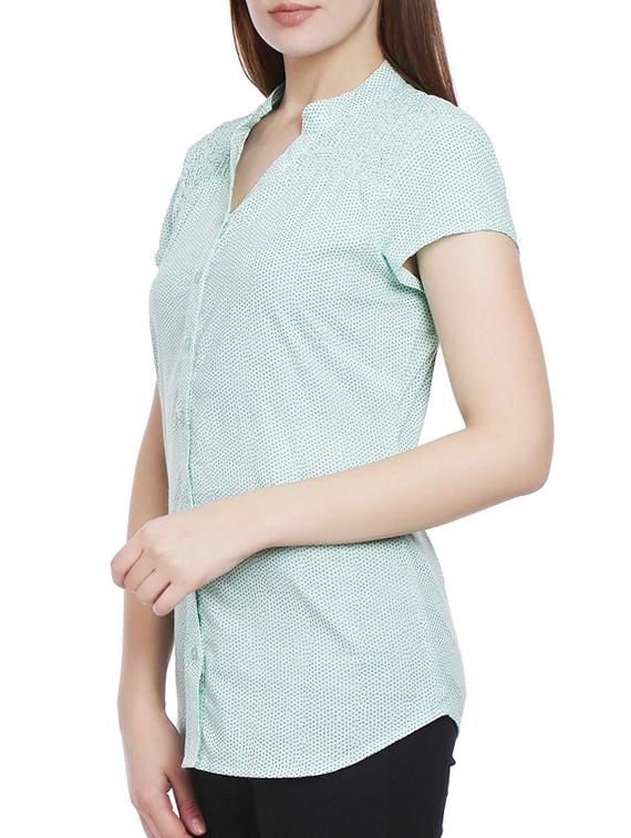 mint green polka dots cotton shirt - 12479027 - Zoom Image - 2