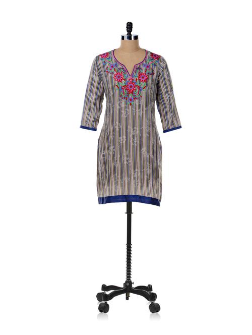 Multicolored Striped Kurta - SHREE