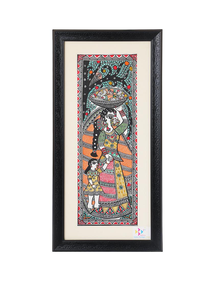 iMithila Beautiful Depiction Of Rural Woman With Fish Going To Market (47x23 cms) - 12481435 - Zoom Image - 2