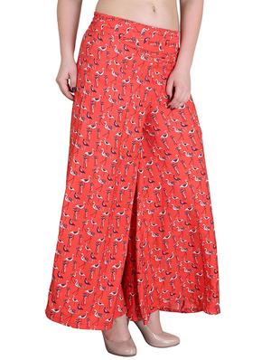 orange printed crepe palazzo - 12481611 - Standard Image - 2