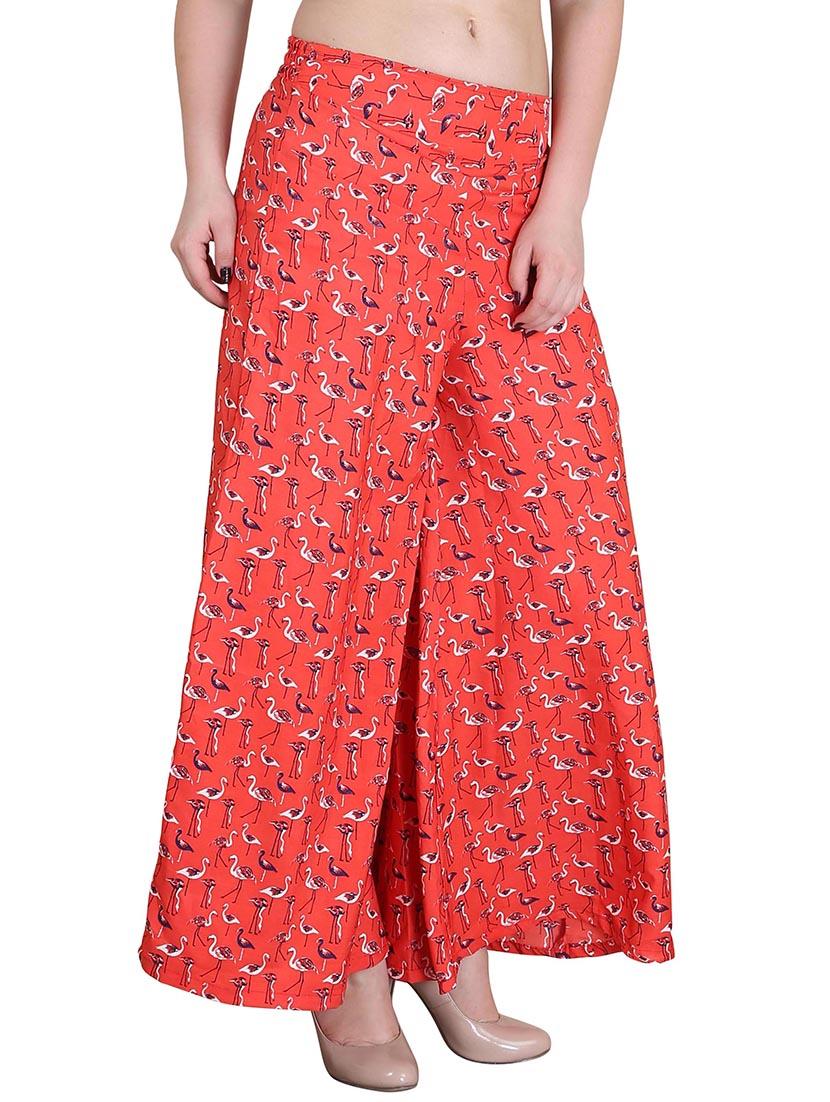 orange printed crepe palazzo - 12481611 - Zoom Image - 2