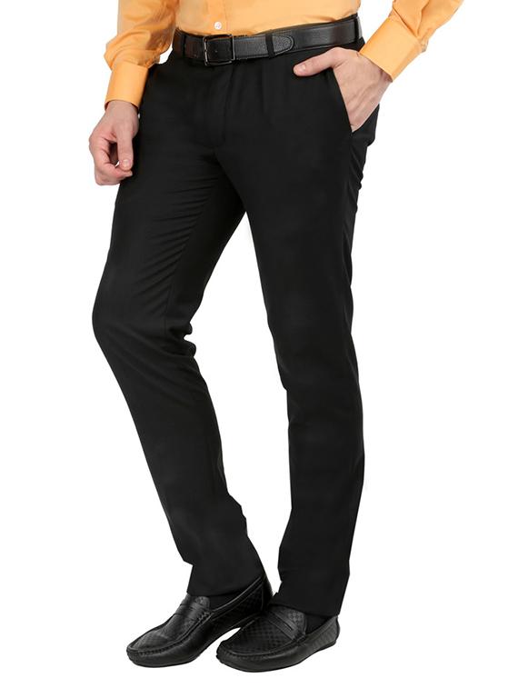 black polyester flat front trousers formal - 12483720 - Zoom Image - 2