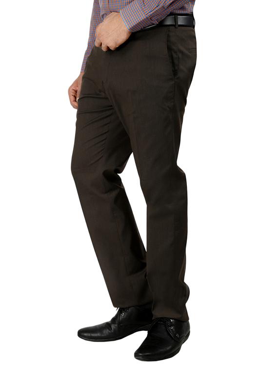 brown polyester flat front trousers formal - 12483722 - Zoom Image - 2