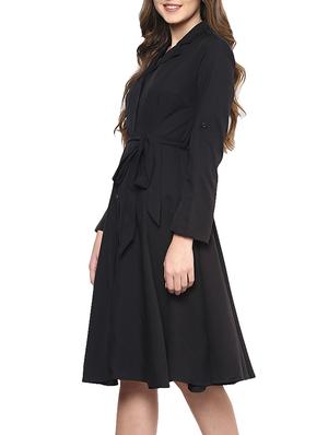 black crepe shirt dress - 12483735 - Standard Image - 2