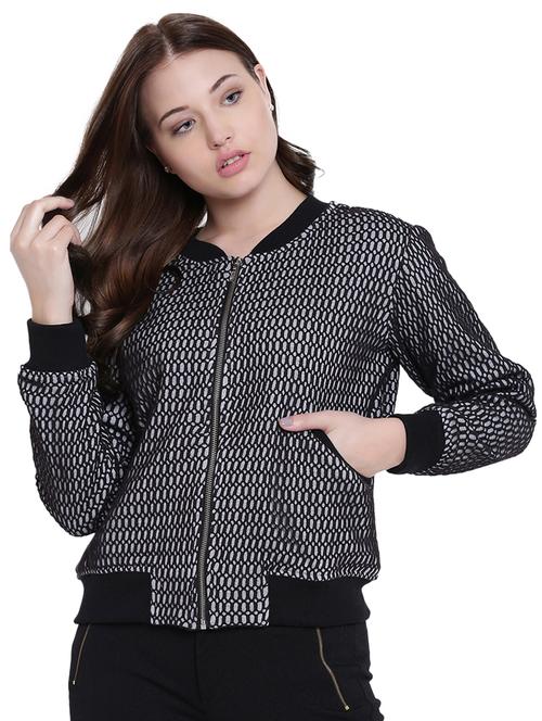 black fleece bomber jacket - 12484982 - Very Small Image - 1