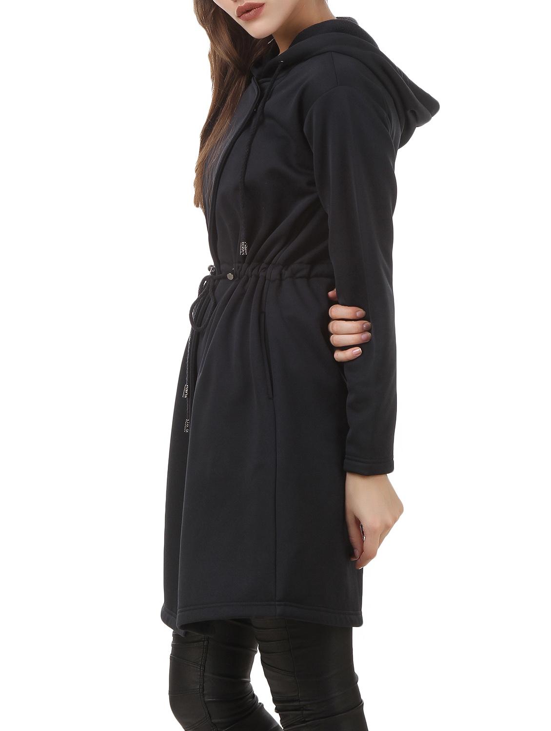 solid black long over coat - 12484985 - Zoom Image - 2