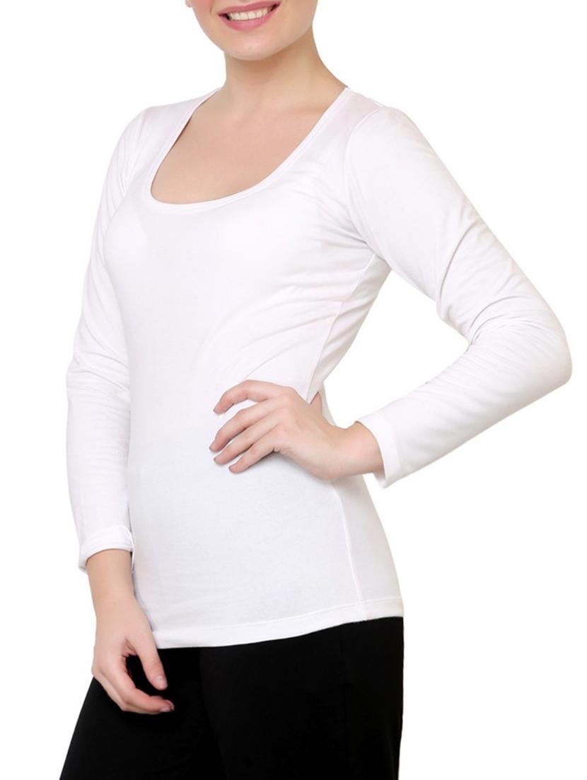 Solid White Cotton Spandex Top - 1249718 - Zoom Image - 2