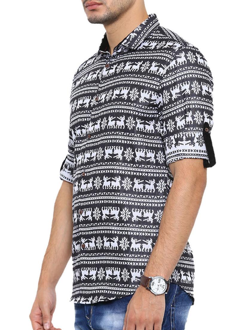 black cotton casual shirt - 12524482 - Zoom Image - 2