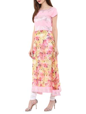 pink crepe flared kurta - 12524526 - Standard Image - 2