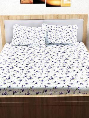 152 tc 100% cotton purple 1 double bedsheet with 2 pillow cover - 12524875 - Standard Image - 2
