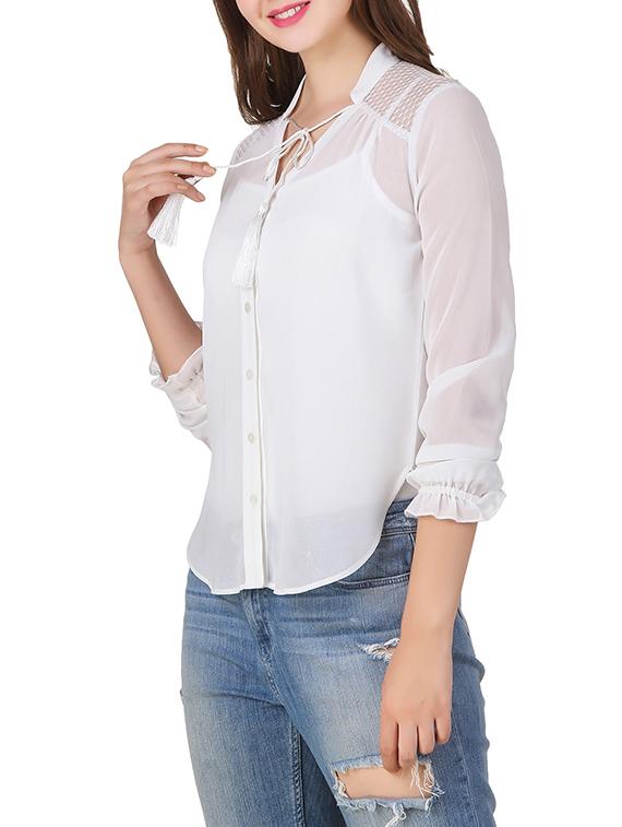 solid white casual shirt - 12546911 - Zoom Image - 2