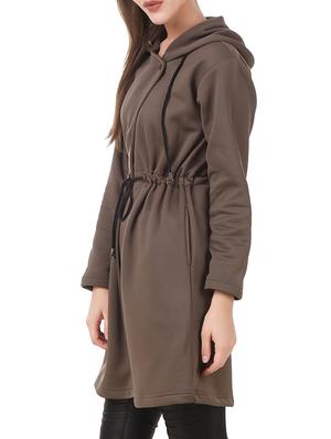 solid brown long over coat - 12546929 - Standard Image - 2