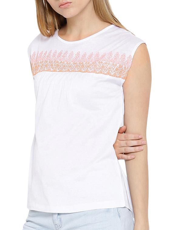 white printed cotton tee - 12550203 - Zoom Image - 2
