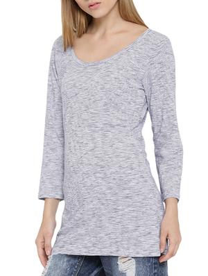 solid grey cotton long tee - 12550207 - Standard Image - 2