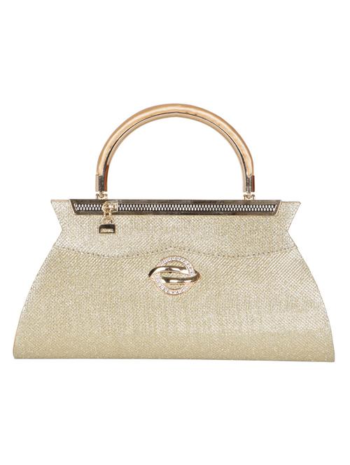 Gold leatherette embellished hand clutch - 12553404 - Standard Image - 1