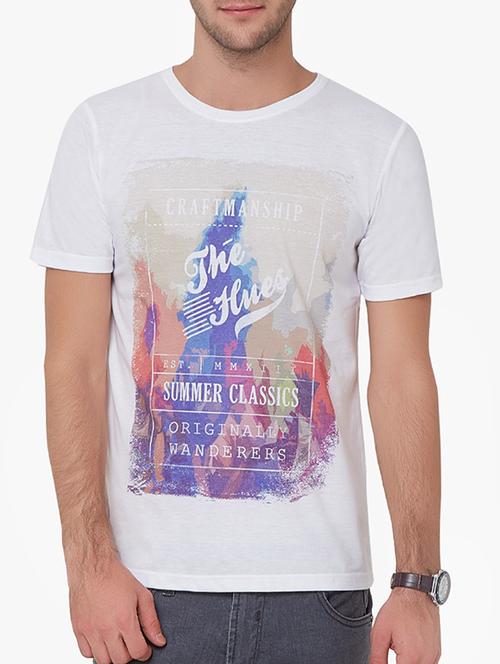 white cotton front print tshirt - 12560592 - Very Small Image - 1
