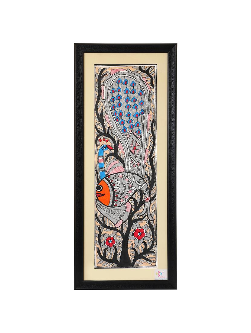 iMithila Beautiful Depiction of Evolution of Life - Fish, Peacock and Tree of Life (65 x 27 cms) - 12564011 - Zoom Image - 2