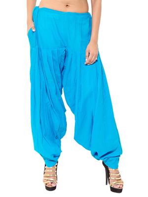 Blue & orange cotton patiyala salwar (set of 2) - 12569274 - Standard Image - 5